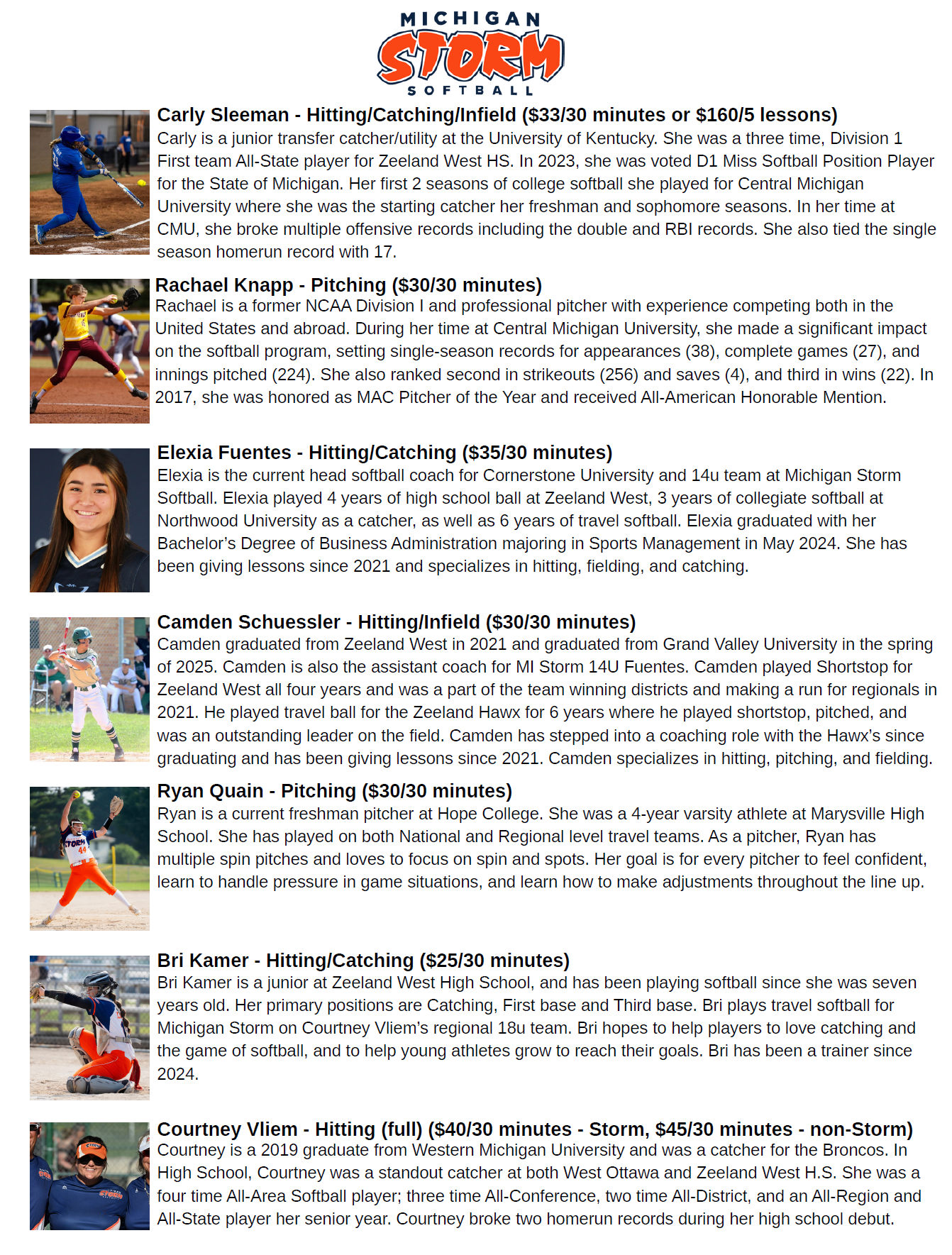 Michigan Storm Softball